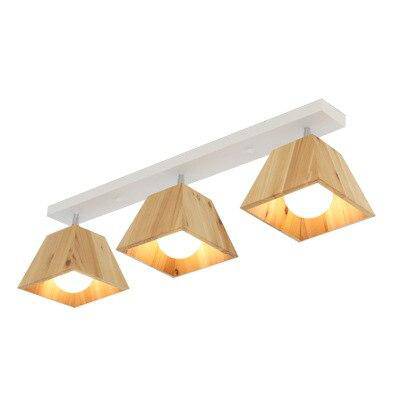 Plafonnier avec lampe en cône bois style japonais — LZ4M9X2