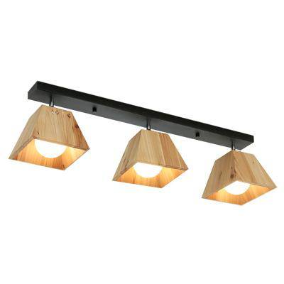 Plafonnier avec lampe en cône bois style japonais — LZ4M9X2