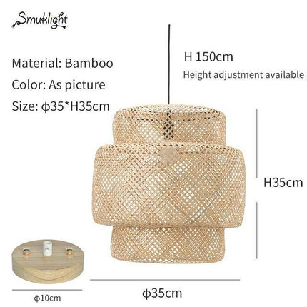 Suspension en bambou et rotin aux formes variées style chinois — LZ4X9P2