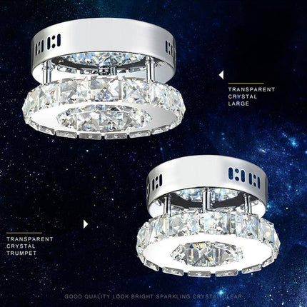 Plafonnier LED rond en cristal finition chromée — LZ4X9P