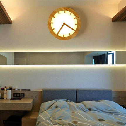 Plafonnier LED avec horloge intégrée en bois — LZ4X9T2