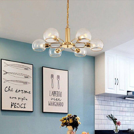 Lustre moderne doré avec boules en verre — LZ4P9XQ