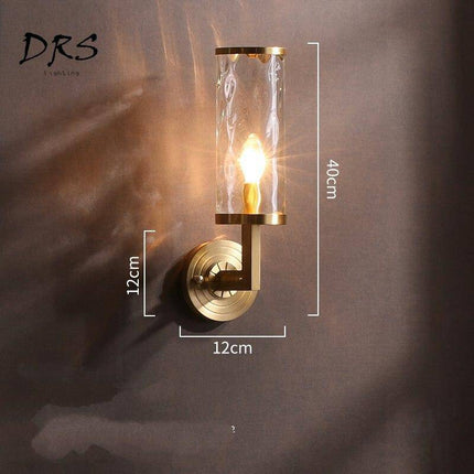 Applique murale dorée avec abat-jour cylindrique en verre — LZ4X9P2