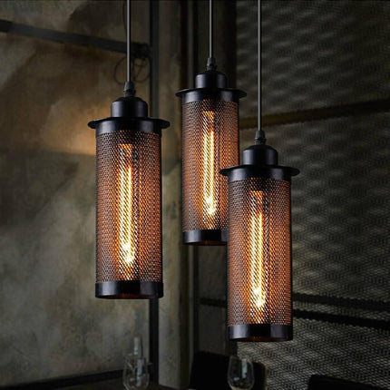 Suspension industrielle vintage avec grillage métallique — LZ4X9J