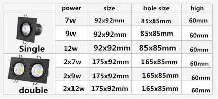 projecteur led encastrable cob spot simple double carré
