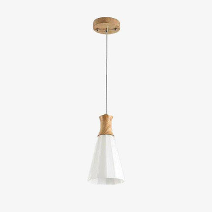 Suspension LED blanche avec abat-jour en bois style scandinave — LZ4X9P2