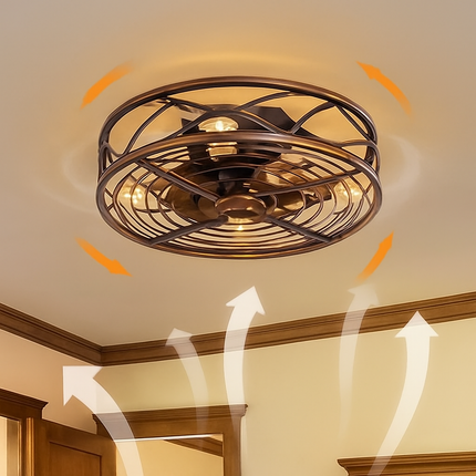 Plafonnier ventilateur invisible à moteur courant continu 110V-220V pour salon et chambre — LZ4D7Q9