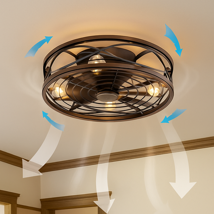 Plafonnier ventilateur invisible à moteur courant continu 110V-220V pour salon et chambre — LZ4D7Q9