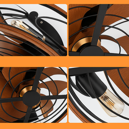 Plafonnier ventilateur invisible à moteur courant continu 110V-220V pour salon et chambre — LZ4D7Q9