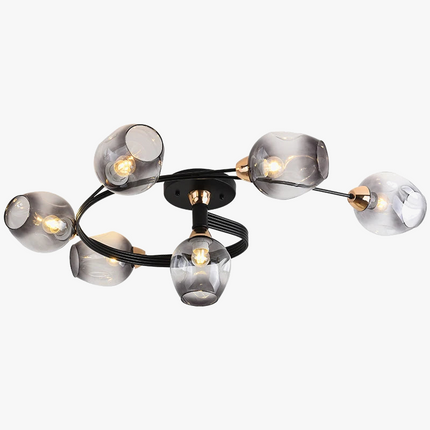 Lustre suspension nordique en spirale verre et fer — LZ7XQ2