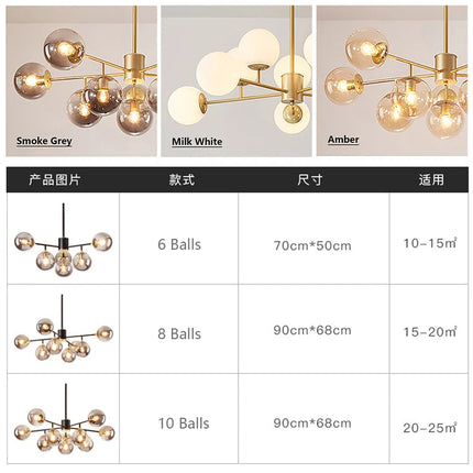 Lustre LED moderne en verre moléculaire de luxe — LZ4X9P2