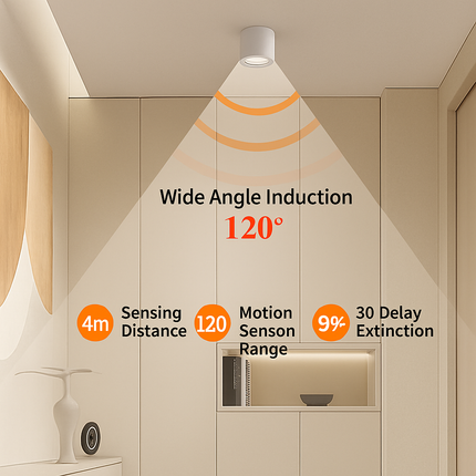 Spot LED 12W avec détecteur de mouvement anti-éblouissement pour escalier et chambre — LZ4X9P