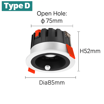 Spot LED 12W avec détecteur de mouvement anti-éblouissement pour escalier et chambre — LZ4X9P