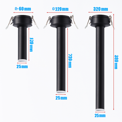 Spot LED encastré tube long noir et blanc orientable 12W — LZ4P7X