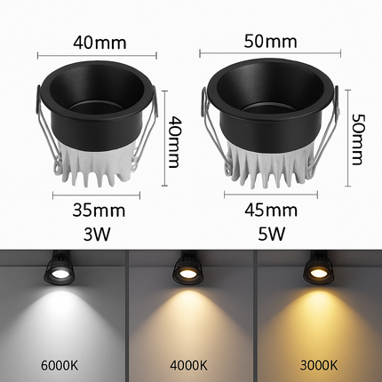 Spot LED encastrable COB 3W-5W dimmable anti-éblouissement pour chambre et cuisine — LZP4X9