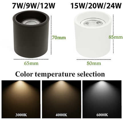 Spot LED anti-éblouissant à montage en surface avec puce COB Epistar et angle réglable 7W-24W — LZ4X9T