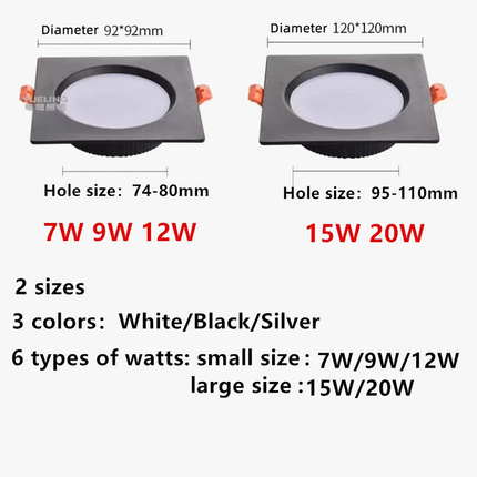 Spot LED carré ultra-fin à intensité variable avec puce SMD5730 intégrée — LZ4XJ9