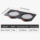 black 2x5W / 6000k / AC90V-265V