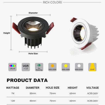 Spot LED encastré antireflet dimmable pour éclairage intérieur — LZ4G7M9