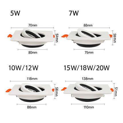 Spot LED moderne à base carrée avec rotation 360° Solal — LZ4X9P2
