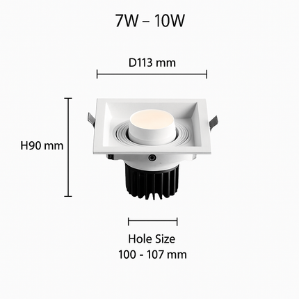 Spot LED carré encastrable à focus réglable Tiago — LZ4X9M