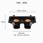 Chaude / 20W - Dimmable / Noir