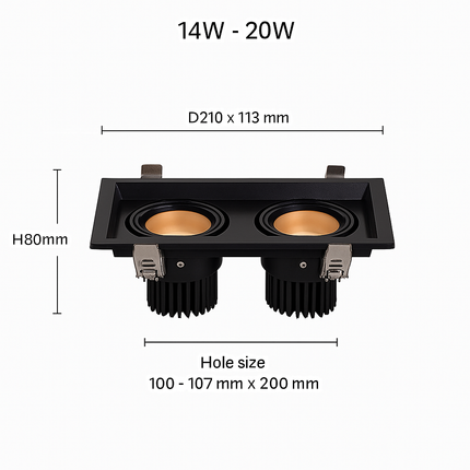 Spot LED carré encastrable à focus réglable Tiago — LZ4X9M