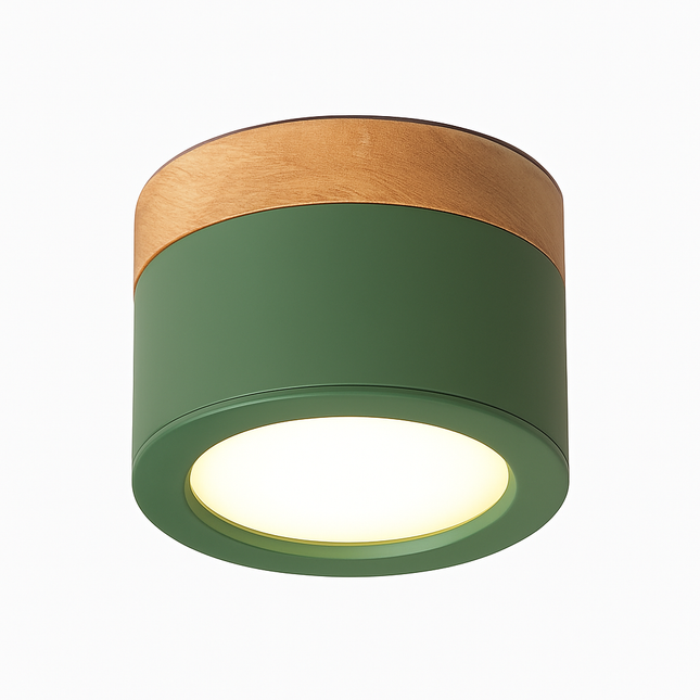 Spots LED cylindrique à base en bois Botimi