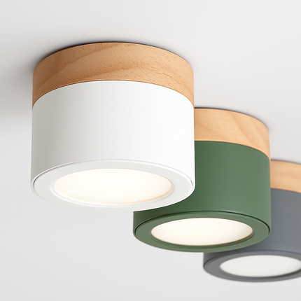 Spot cylindrique LED à base bois Botimi — LZ4X9T2