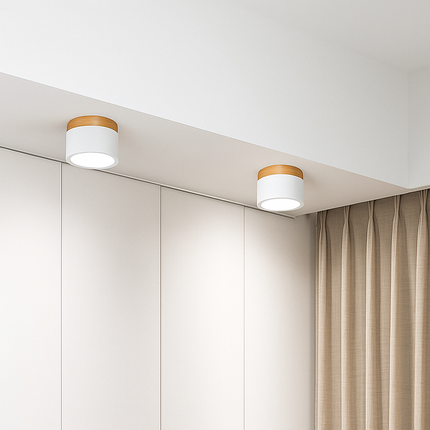 Spot cylindrique LED à base bois Botimi — LZ4X9T2