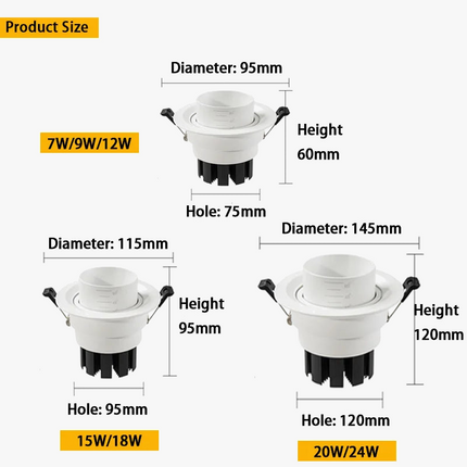 Spot LED encastrable à faisceau zoomable pour éclairage intérieur — LZ4X7J9