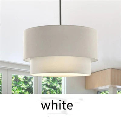 Suspension avec abat-jour en tissu lin style pastoral moderne — LZ4X9JQ
