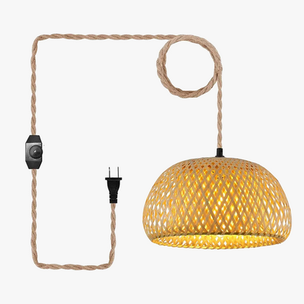 Suspension artisanale en corde de chanvre et bambou tissé à intensité variable — LZ7D9X