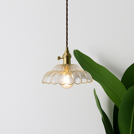 Suspension rétro avec abat-jour en verre style Lodge — LZ4D9X