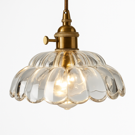 Suspension rétro avec abat-jour en verre style Lodge — LZ4D9X