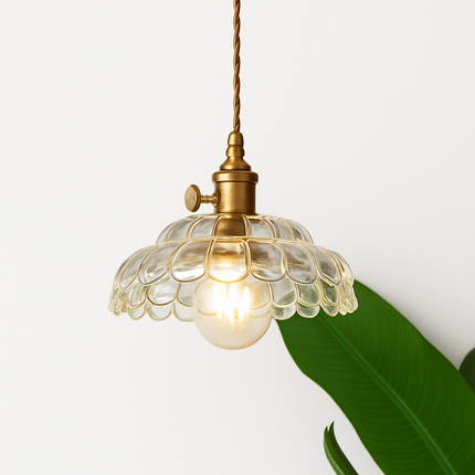Suspension rétro avec abat-jour en verre style Lodge — LZ4D9X