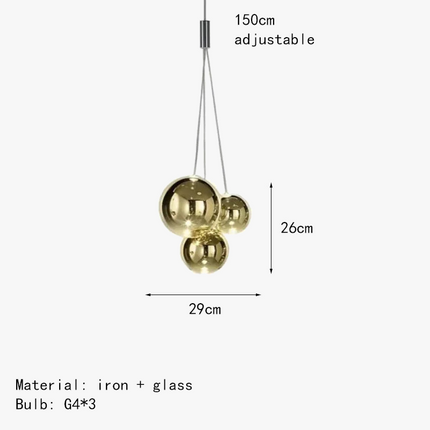 Suspension LED boule en verre avec câble réglable — LZ4X7M9
