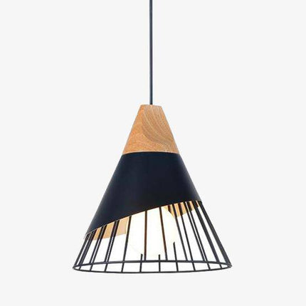 Suspension conique avec cage métallique et support en bois — LZ4X9P