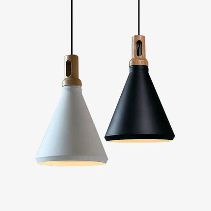 Suspension conique en aluminium et bois style Nordic — LZ4X9P2