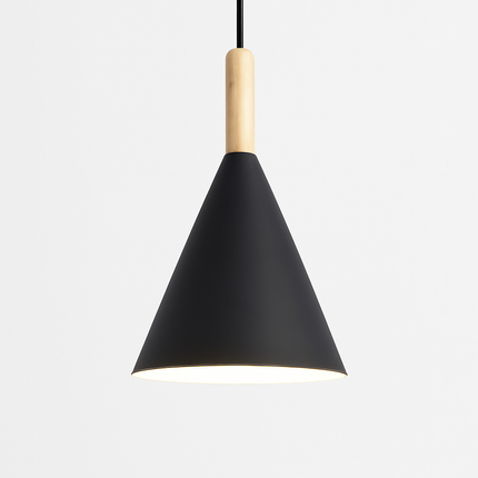 Suspension conique en métal coloré avec tige en bois pour bar — LZ4X9T1