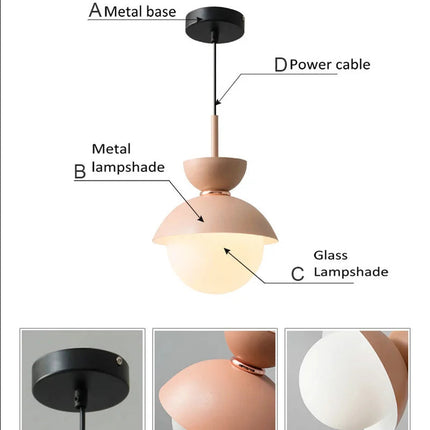 Suspension créative avec abat-jour en verre et câble long — LZ4X9T