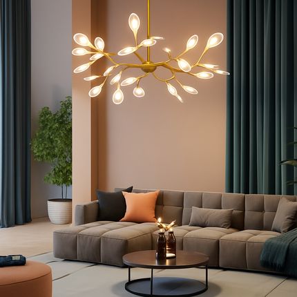 Suspension décorative en forme de branche avec lucioles romantiques — LZ4X7B