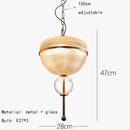 Suspension en verre champagne avec structure métal doré 3000K — LZ4X9M