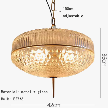 Suspension en verre champagne avec structure métal doré 3000K — LZ4X9M