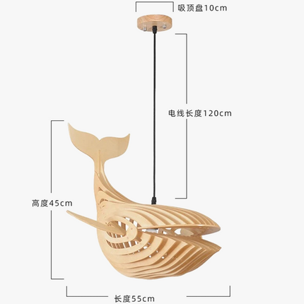 Suspension artistique en bois forme baleine — LZ4X9P2