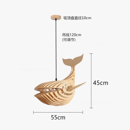 Suspension artistique en bois forme baleine — LZ4X9P2