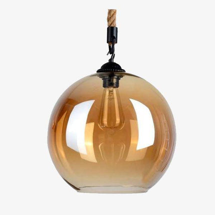 Suspension boule en verre ambré suspendue par corde — LZ4X9T