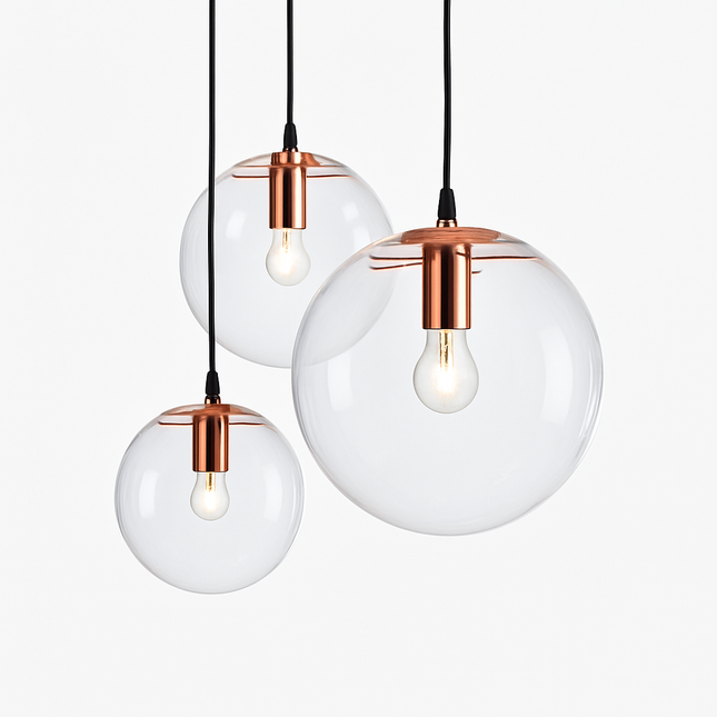 Suspension boule en verre LED finition rose gold ou noire — LZ4X9P
