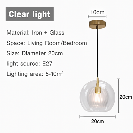Suspension boule nordique moderne en verre créative — LZ4X9T2