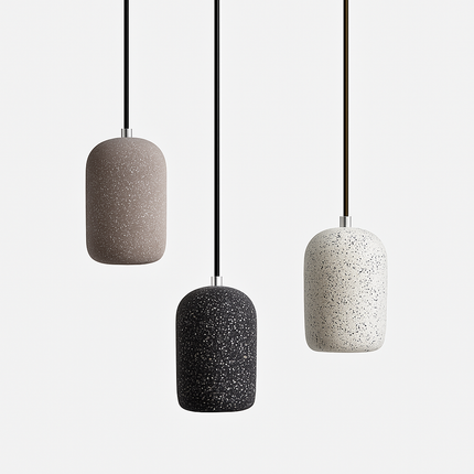 Suspension cylindrique LED effet terrazzo en ciment — LZ4X9D2